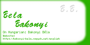 bela bakonyi business card